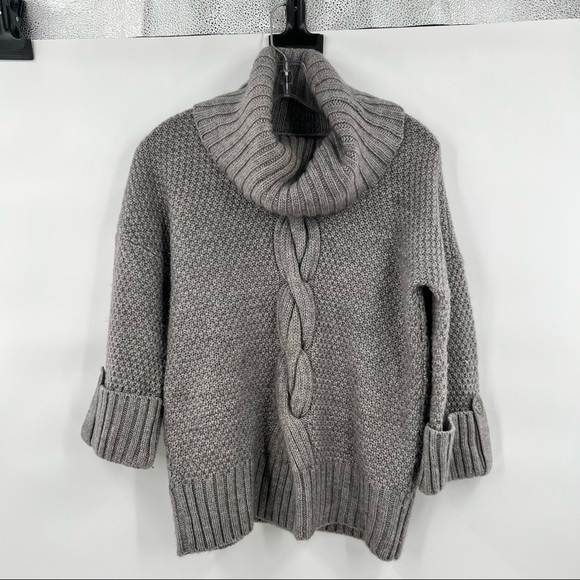 Talbots alpaca wool blend sweater knit grey turtleneck P - Picture 6 of 9